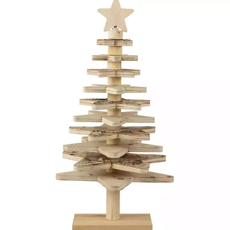 Christmas Decorations>Kirklands Home Star Cutout Wooden Tabletop Christmas Tree, 20 in. Tan