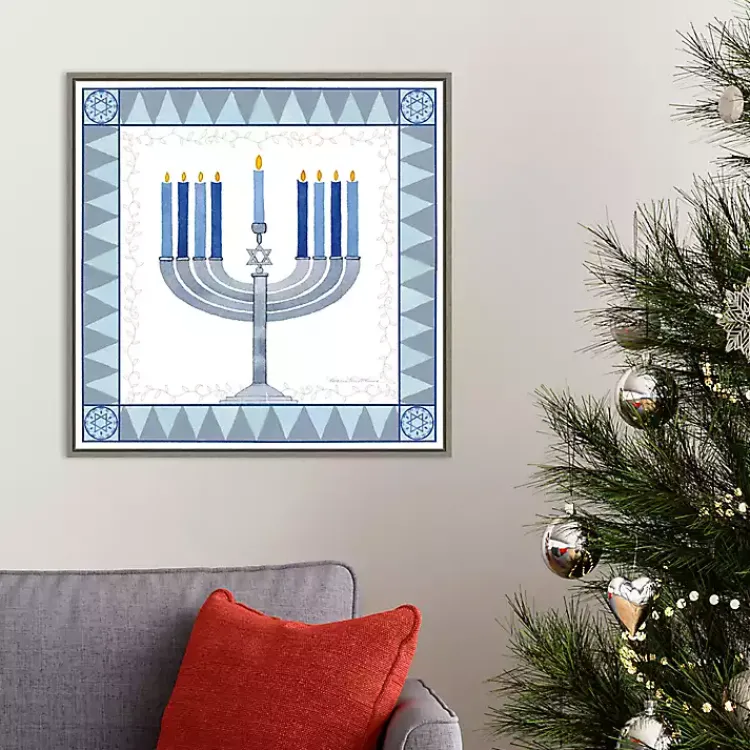 Hanukkah Decorations>Kirklands Home Star of David Menorah Hanukkah Wall Art