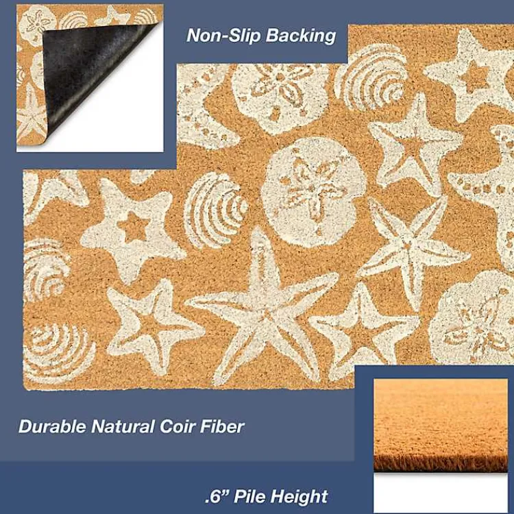 Kirklands Home Starfish and Sand Dollars Coir Doormat Clearance