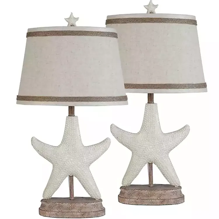 Kirklands Home Starfish Table Lamps, Set of 2 White New