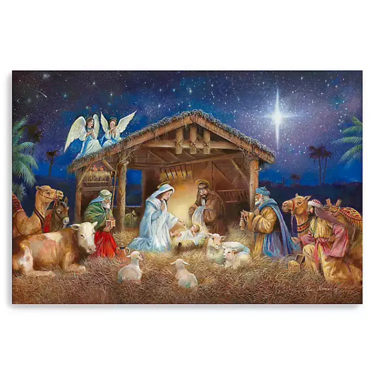 Christmas Art & Wall Decor>Kirklands Home Starry Nativity Christmas Giclee Canvas Art Print Multi