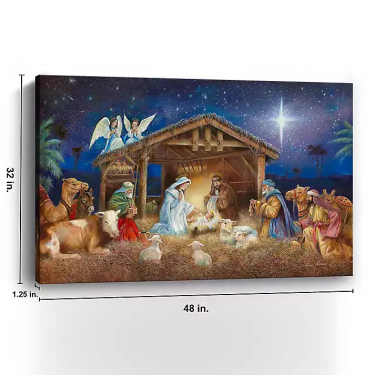 Christmas Art & Wall Decor>Kirklands Home Starry Nativity Christmas Giclee Canvas Art Print Multi