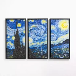 Kirklands Home Starry Night Framed Canvas Art Prints, Set of 3 Blue Online