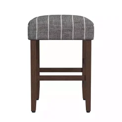 Kirklands Home Steel Blue and White Striped Backless Stool Clearance