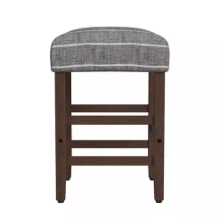 Kirklands Home Steel Blue and White Striped Backless Stool Clearance