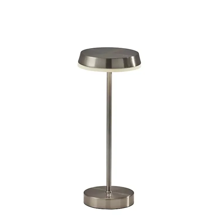 Kirklands Home Steel Metal Disc Frosted Light Cordless Table Lamp Silver Outlet