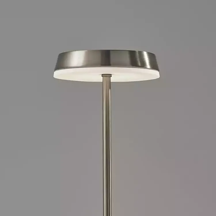 Kirklands Home Steel Metal Disc Frosted Light Cordless Table Lamp Silver Outlet