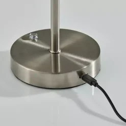 Kirklands Home Steel Metal Disc Frosted Light Cordless Table Lamp Silver Outlet