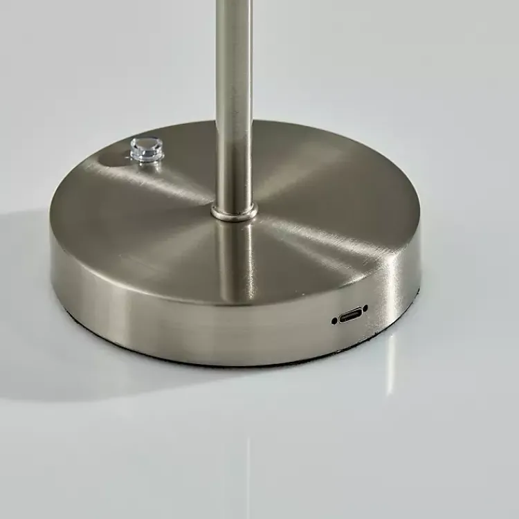 Kirklands Home Steel Metal Disc Frosted Light Cordless Table Lamp Silver Outlet
