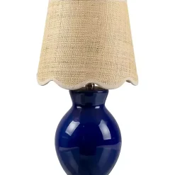 Kirklands Home Stella Mini Table Lamp with Woven Shade Blue Clearance
