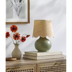 Kirklands Home Stella Diminuta Table Lamp with Woven Shade Green Online