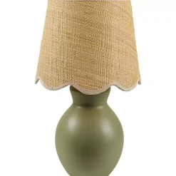 Kirklands Home Stella Mini Table Lamp with Woven Shade Green Hot