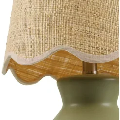Kirklands Home Stella Mini Table Lamp with Woven Shade Green Hot