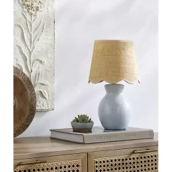 Kirklands Home Stella Light Mini Table Lamp with Woven Shade Blue Clearance
