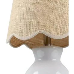 Kirklands Home Stella Mini Table Lamp with Woven Shade White Discount
