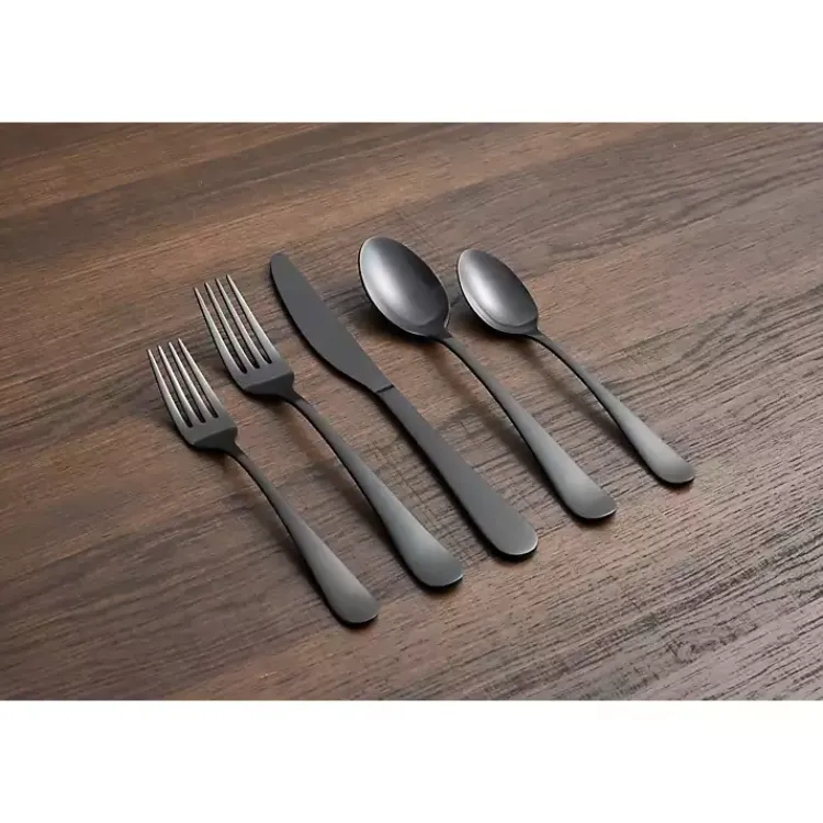 Kirklands Home Stevie Satin 20-pc. Flatware Set Black Outlet