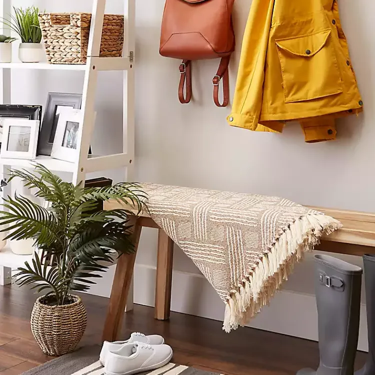 Blankets & Throws>Kirklands Home Stone Basket Weave Throw Tan