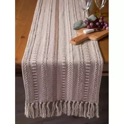 Kirklands Home Stone Braided Stripe Table Runner, 108 in. Brown Discount