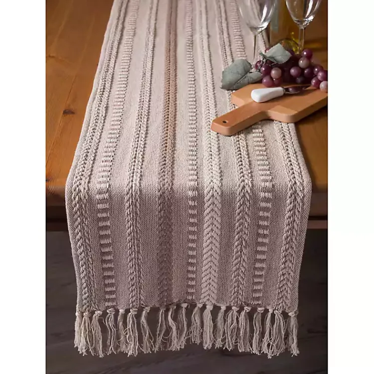 Kirklands Home Stone Braided Stripe Table Runner, 108 in. Brown Discount
