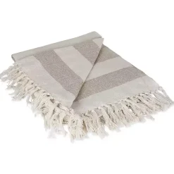 Blankets & Throws>Kirklands Home Stone Cabana Stripe Throw Tan