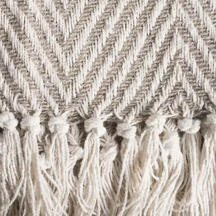 Blankets & Throws>Kirklands Home Stone Chevron and Fringe Throw Brown