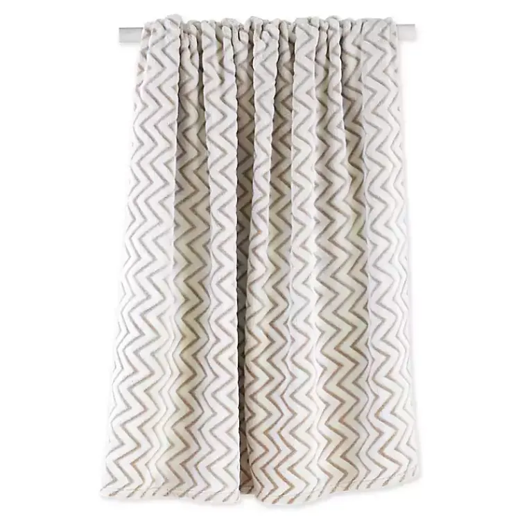 Blankets & Throws>Kirklands Home Stone Chevron Plush Throw Tan