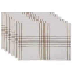 Kirklands Home Stone Farmhouse Plaid Placemats, Set of 6 Tan New