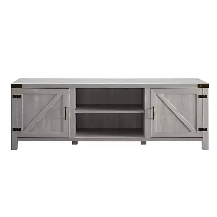 Kirklands Home Stone Barn Door TV Stand Gray Sale