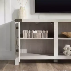 Kirklands Home Stone Barn Door TV Stand Gray Sale