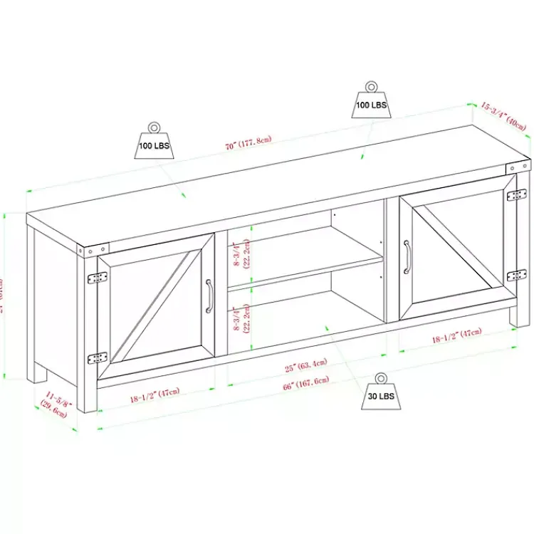 Kirklands Home Stone Barn Door TV Stand Gray Sale