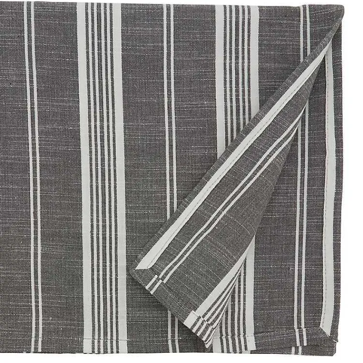 Kirklands Home Stone Gray Thin Striped Table Runner