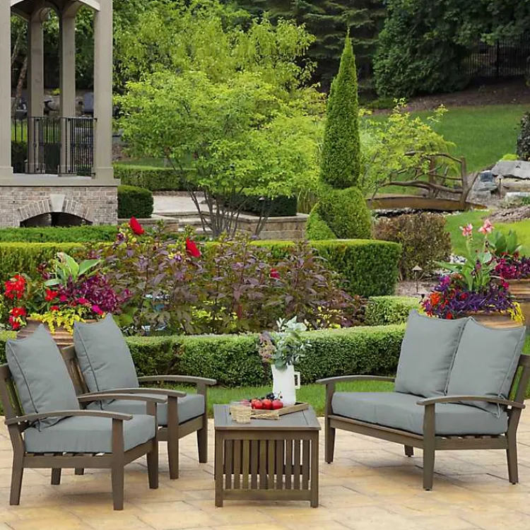 Kirklands Home Stone Leala Texture Outdoor Deep Seat Cushions Gray New