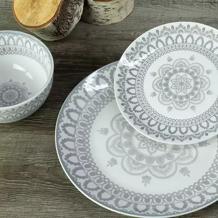 Kirklands Home Stone Lila Patterned 12-pc. Dinnerware Set New