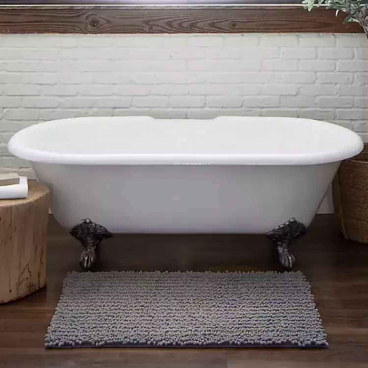 Kirklands Home Stone Lofty Pile Chenille Bath Mat, 34 in. Gray Clearance