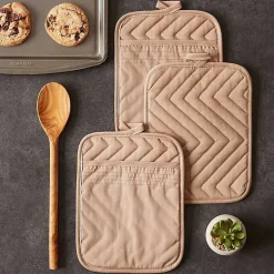Kirklands Home Stone Quilted 3-pc. Potholder Set Brown