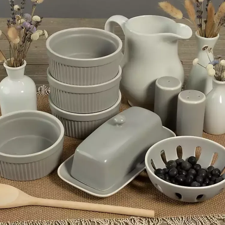 Kirklands Home Stone Stoneware 7-pc. Kitchen Accessories Set Gray Hot
