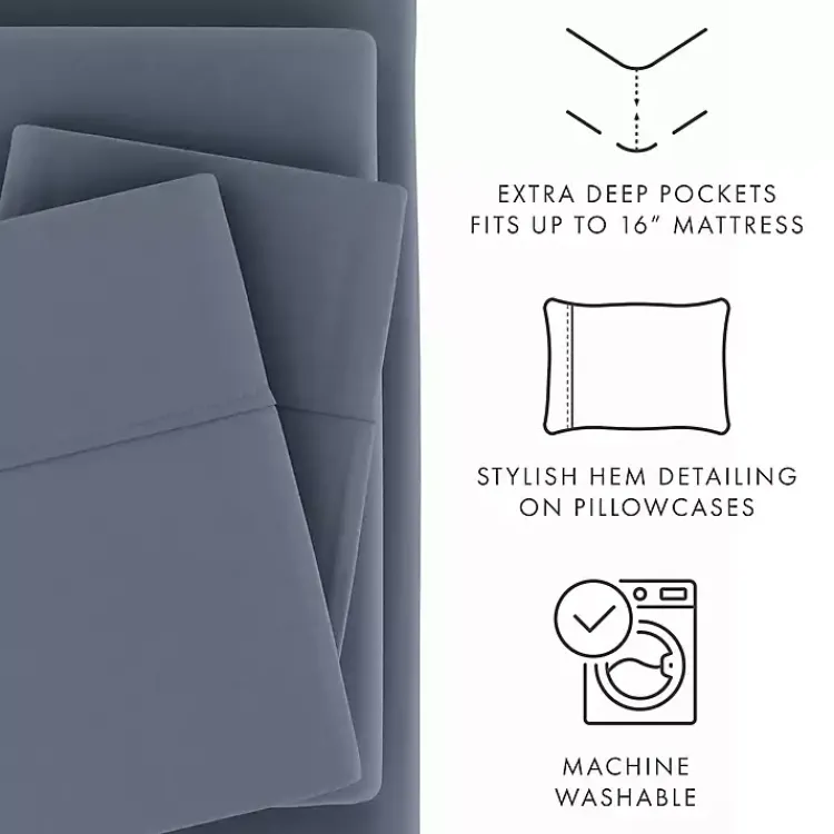 Kirklands Home Stone Ultra Soft 4-pc. Full Sheet Set Gray New