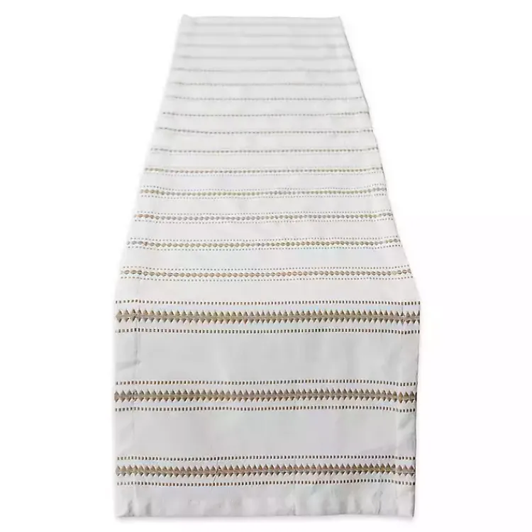 Kirklands Home Stone Zig Zag Dobby Stripe Runner Tan New