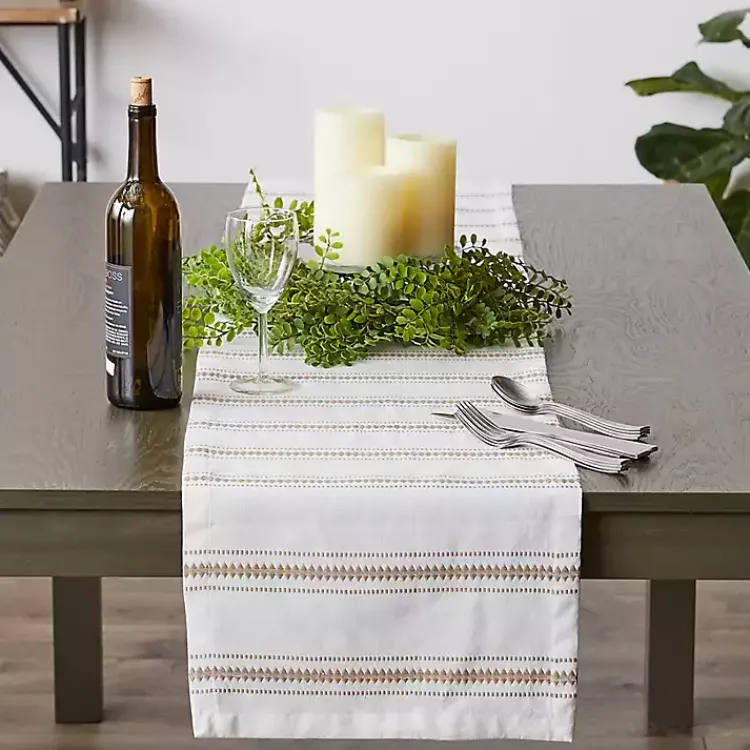 Kirklands Home Stone Zig Zag Dobby Stripe Runner Tan New