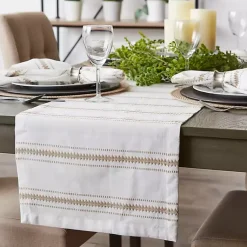 Kirklands Home Stone Zig Zag Dobby Stripe Runner Tan New