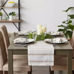Kirklands Home Stone Zig Zag Dobby Stripe Runner Tan New