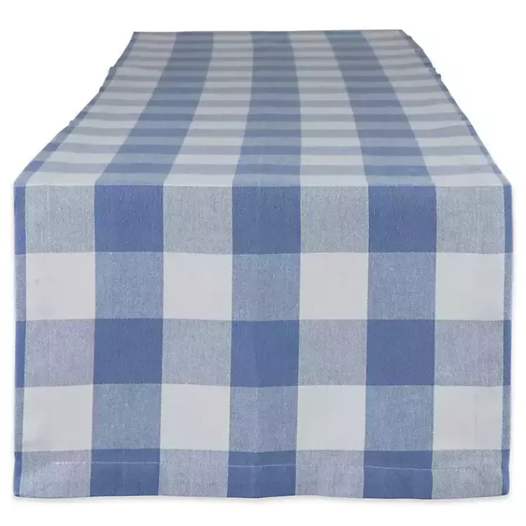 Kirklands Home Stonewash Blue Buffalo Check Table Runner, 72 in. New