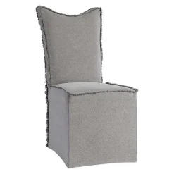 Kirklands Home Stonewash Fringe Slipcover Dining Chairs, Set of 2 Gray Outlet