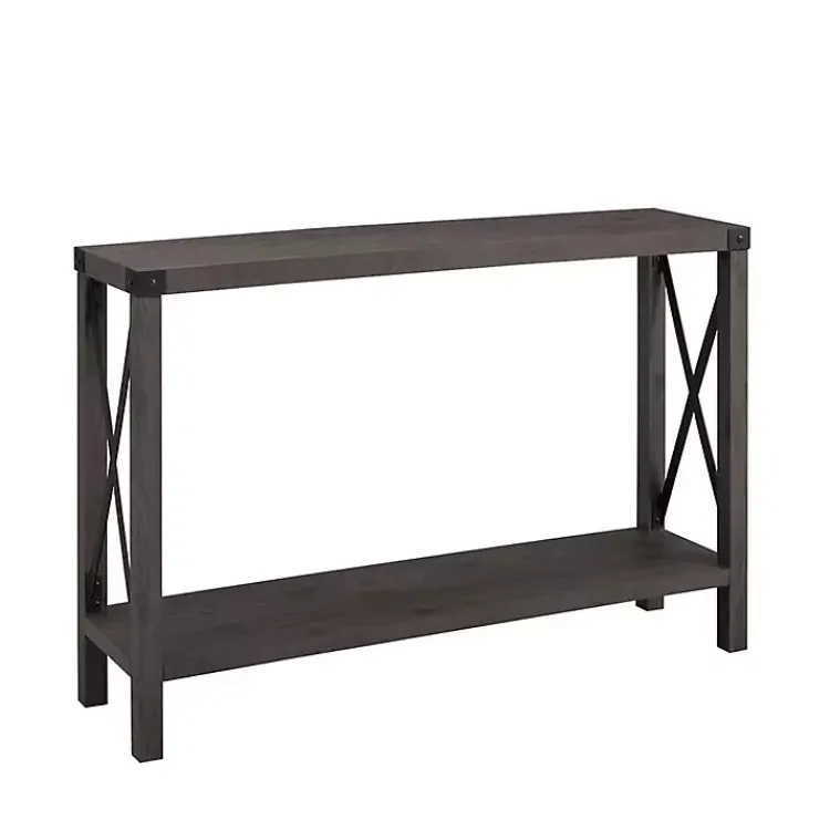 Kirklands Home Stormy Gray X Side Frame Console Table Discount
