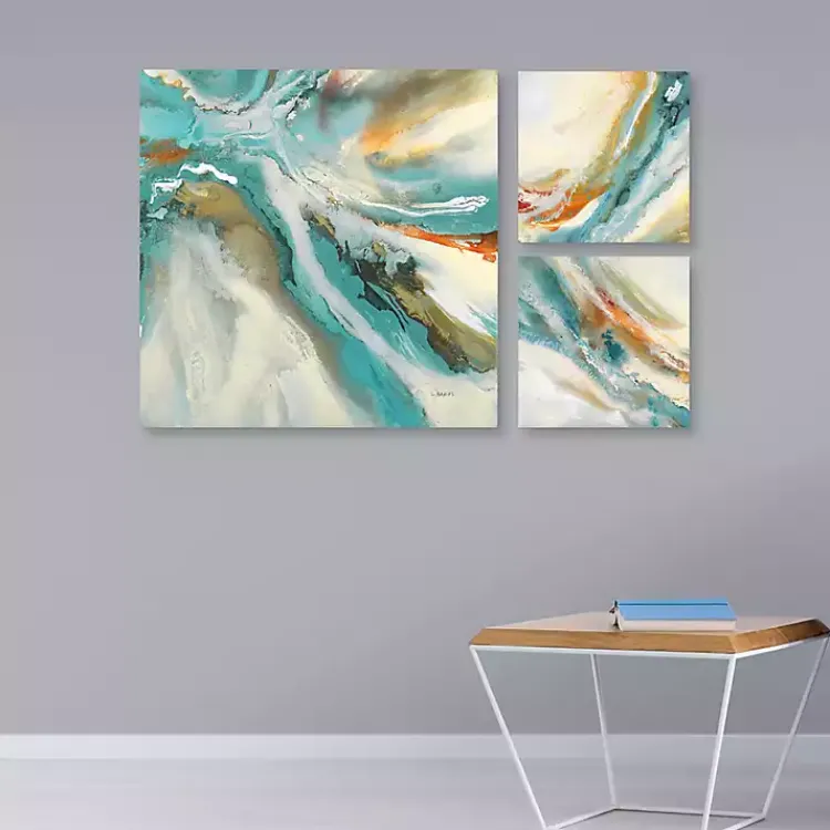 Kirklands Home Striations I, II & III Canvas Art Prints, Set of 3 Blue Online