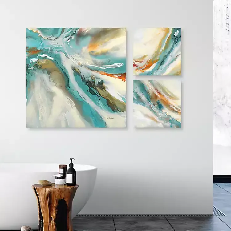 Kirklands Home Striations I, II & III Canvas Art Prints, Set of 3 Blue Online