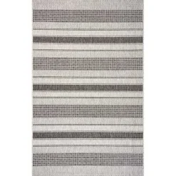 Kirklands Home Stripe Weave Sun Shower Outdoor Area Rug, 7x9 Gray Hot