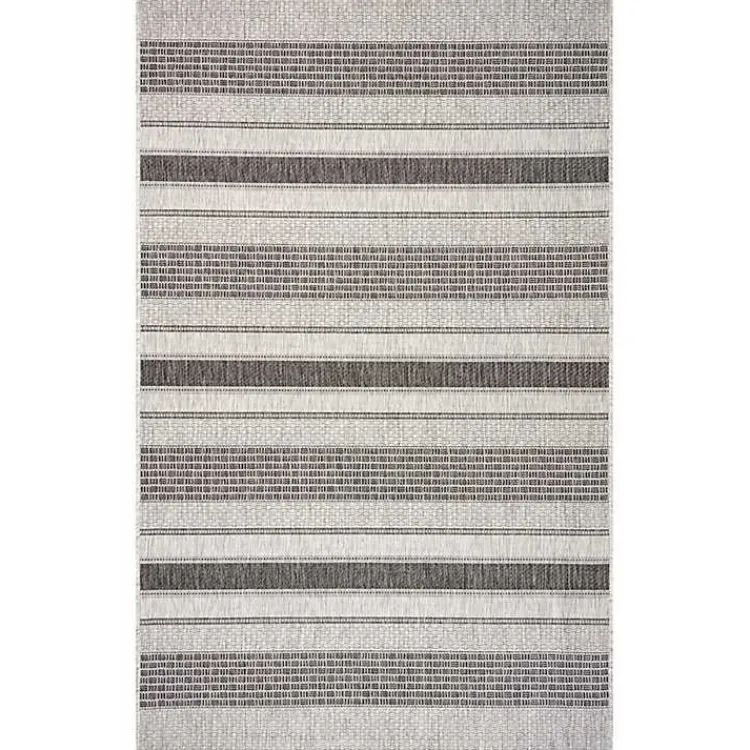 Kirklands Home Stripe Weave Sun Shower Outdoor Area Rug, 7x9 Gray Hot