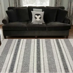 Kirklands Home Stripe Weave Sun Shower Outdoor Area Rug, 7x9 Gray Hot