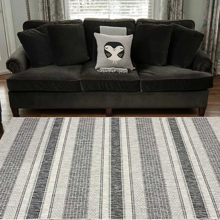 Kirklands Home Stripe Weave Sun Shower Outdoor Area Rug, 7x9 Gray Hot